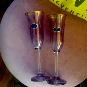 Purple and gold trim wine glasses